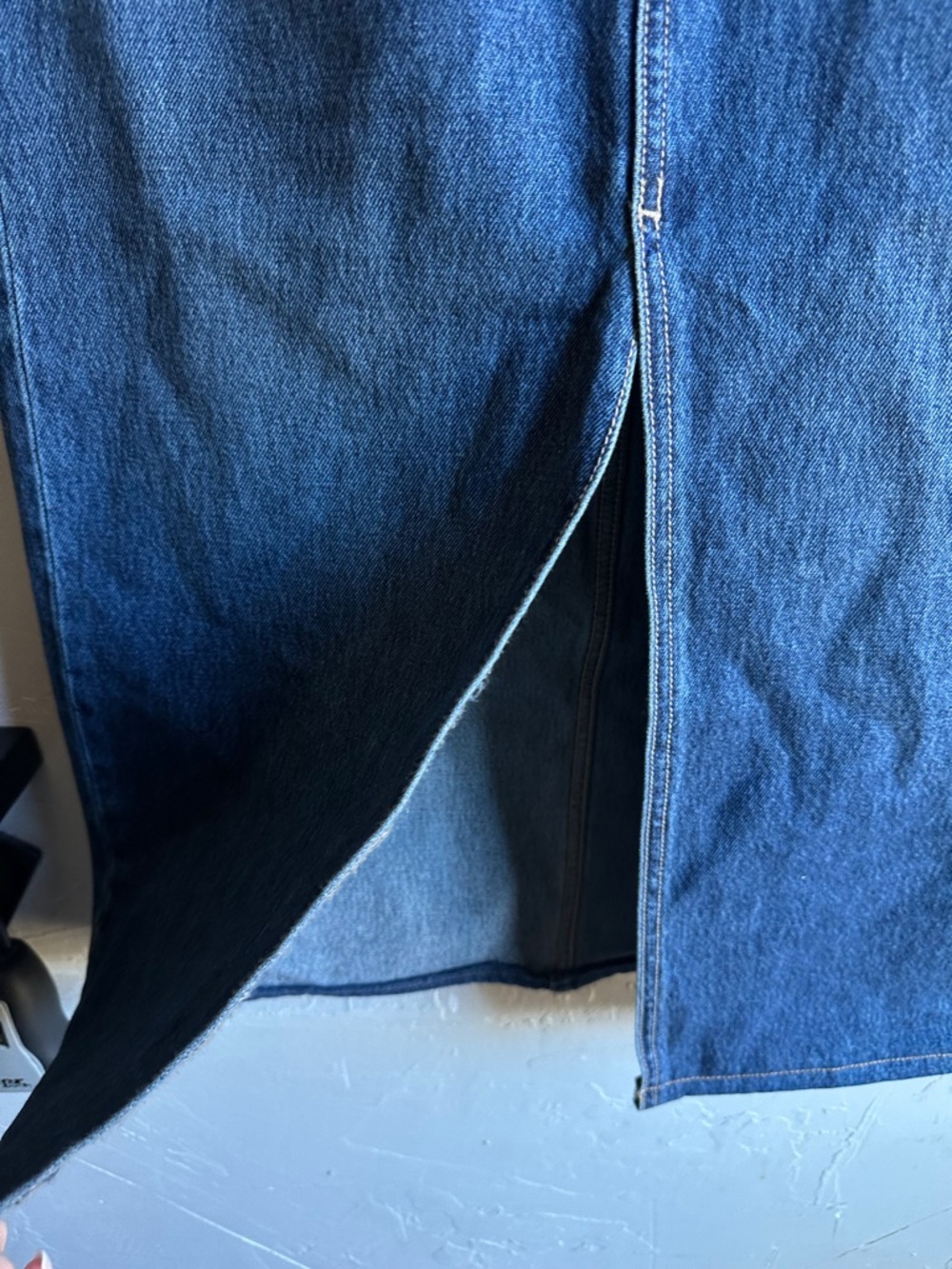 Hidden Los Angeles Denim Midi Skirt High Rise Front Slit Minimalist Y2K 90s Sz S - Picture 5 of 12